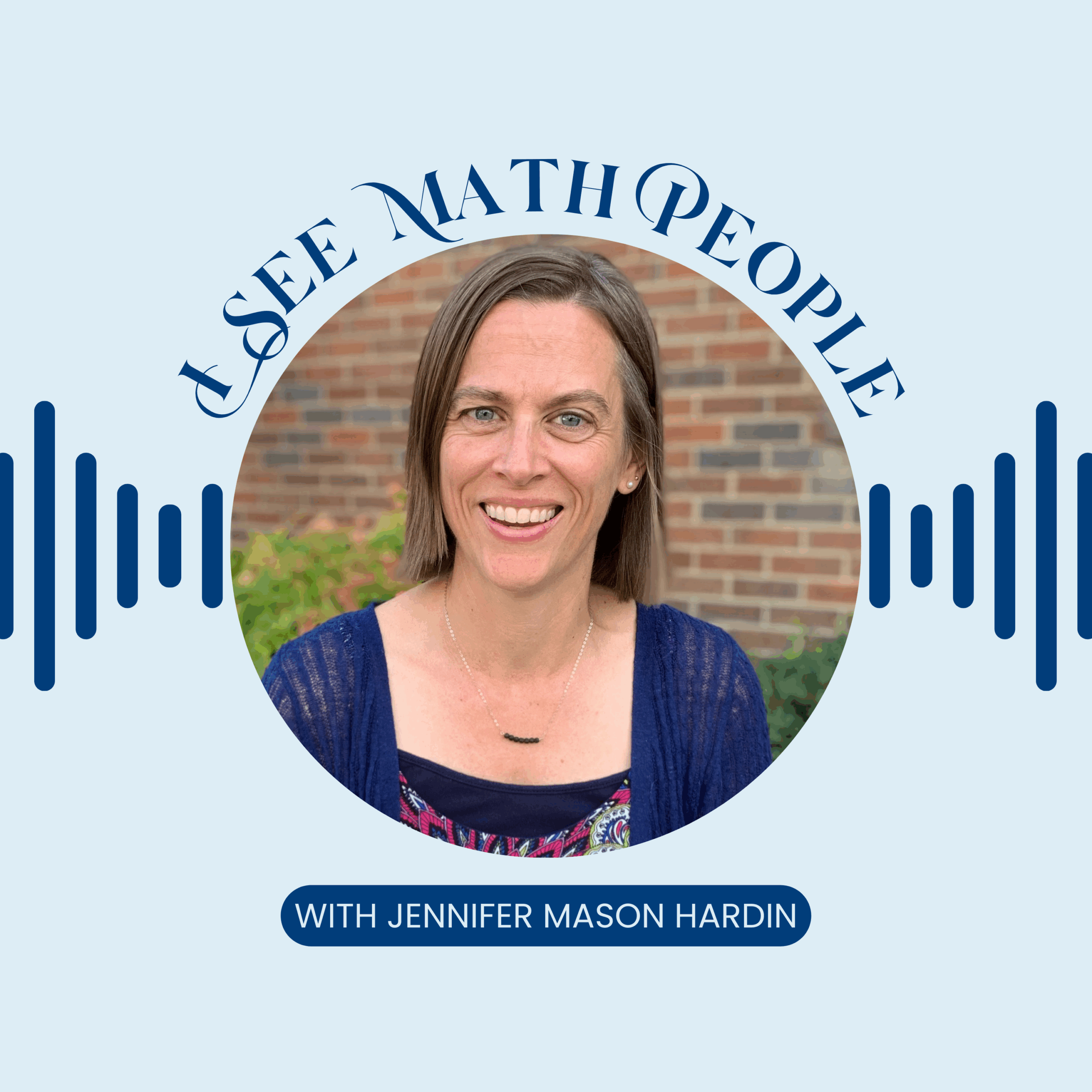 Podcast art. I see math people logo with author's photo.